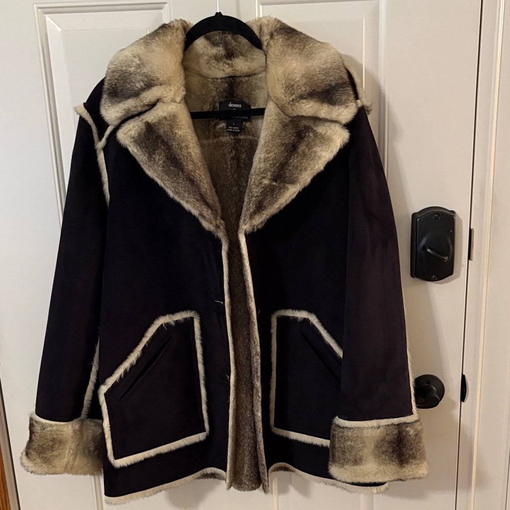 Dennis Basso Black and Cream Teddy Jacket